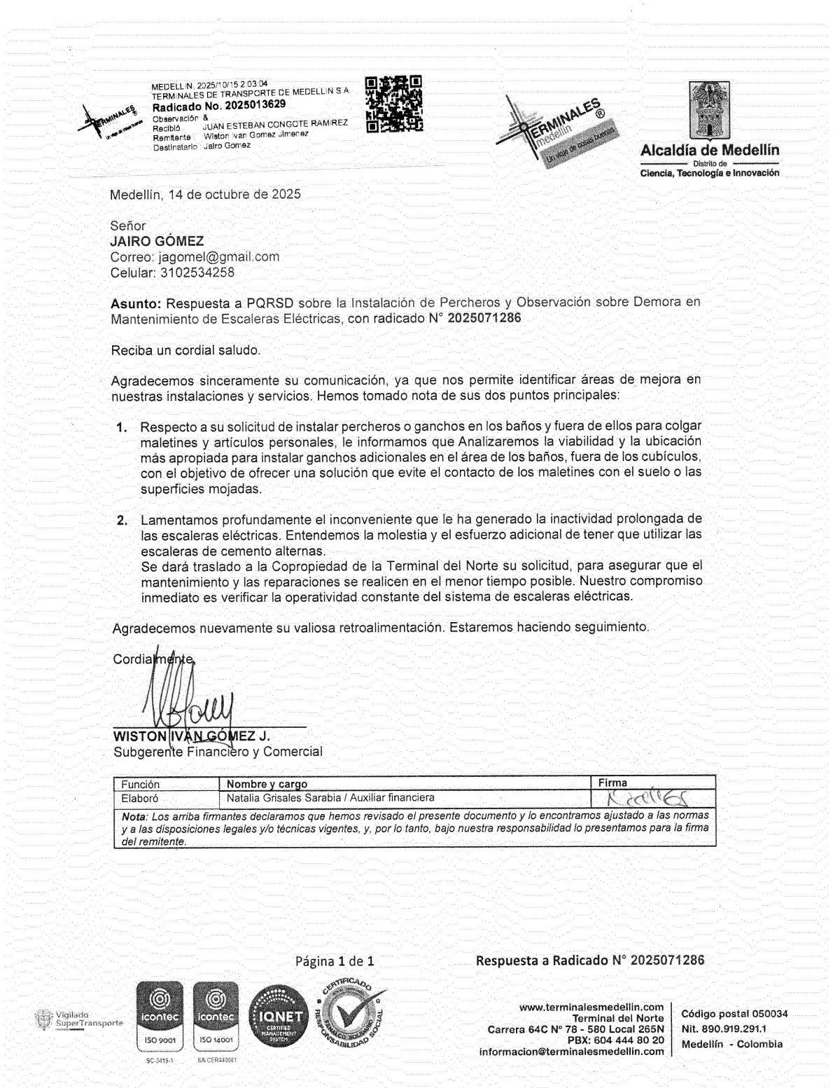 Respuesta PQRSD 2025013629