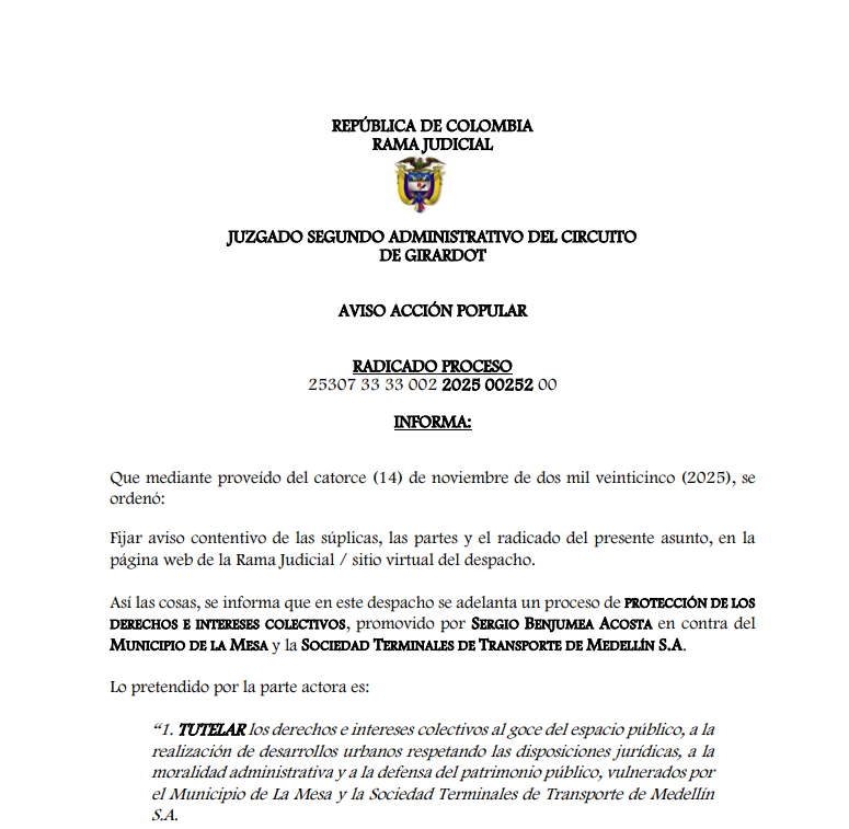 Respuesta ACCIÓN POPULAR 2025-00252