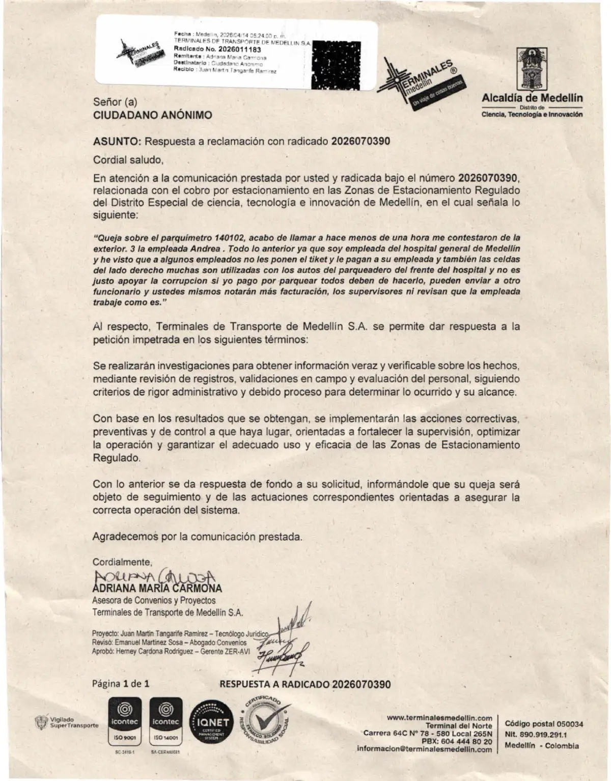Respuesta radicado 2026013252